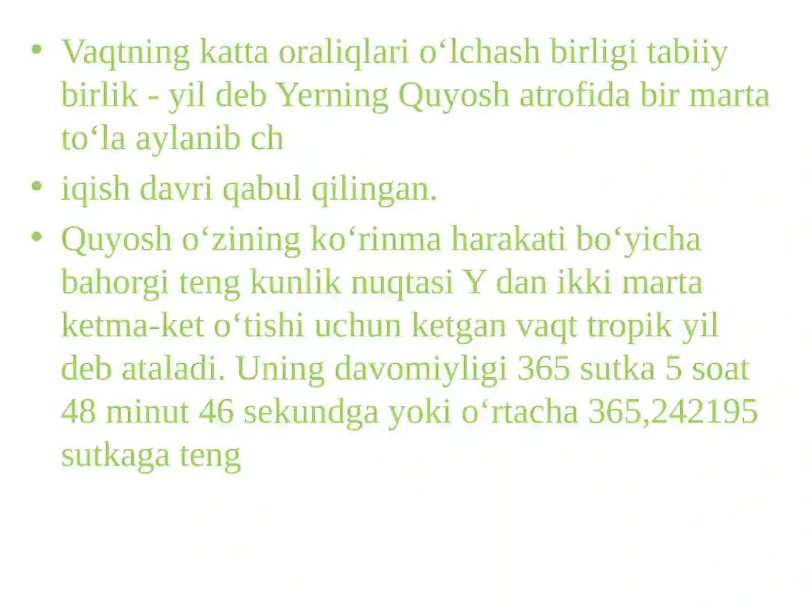 Kalendar vaqtlarning turlari 2