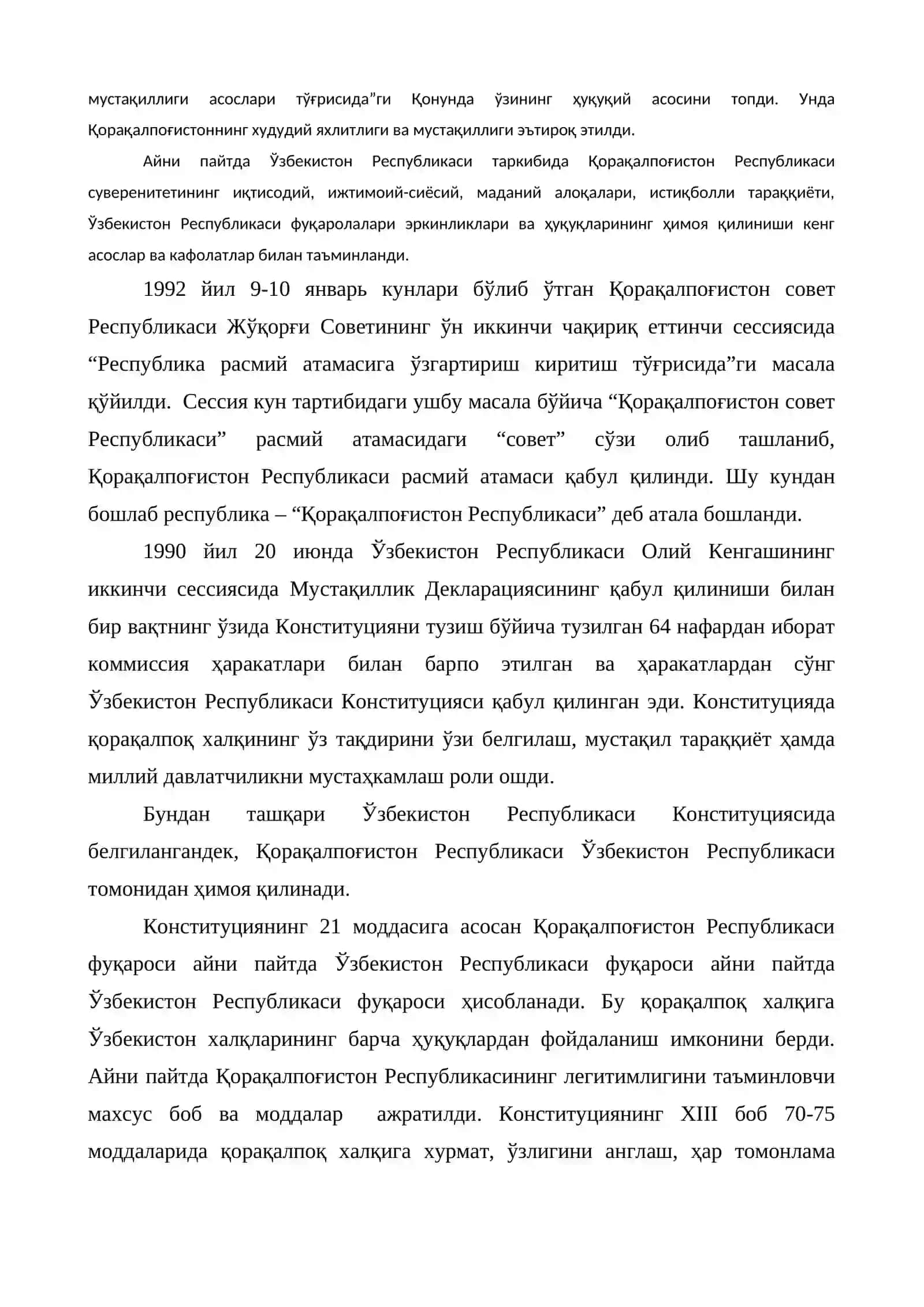 Мустақиллик йилларида Қорақалпоғистон Республикаси 2