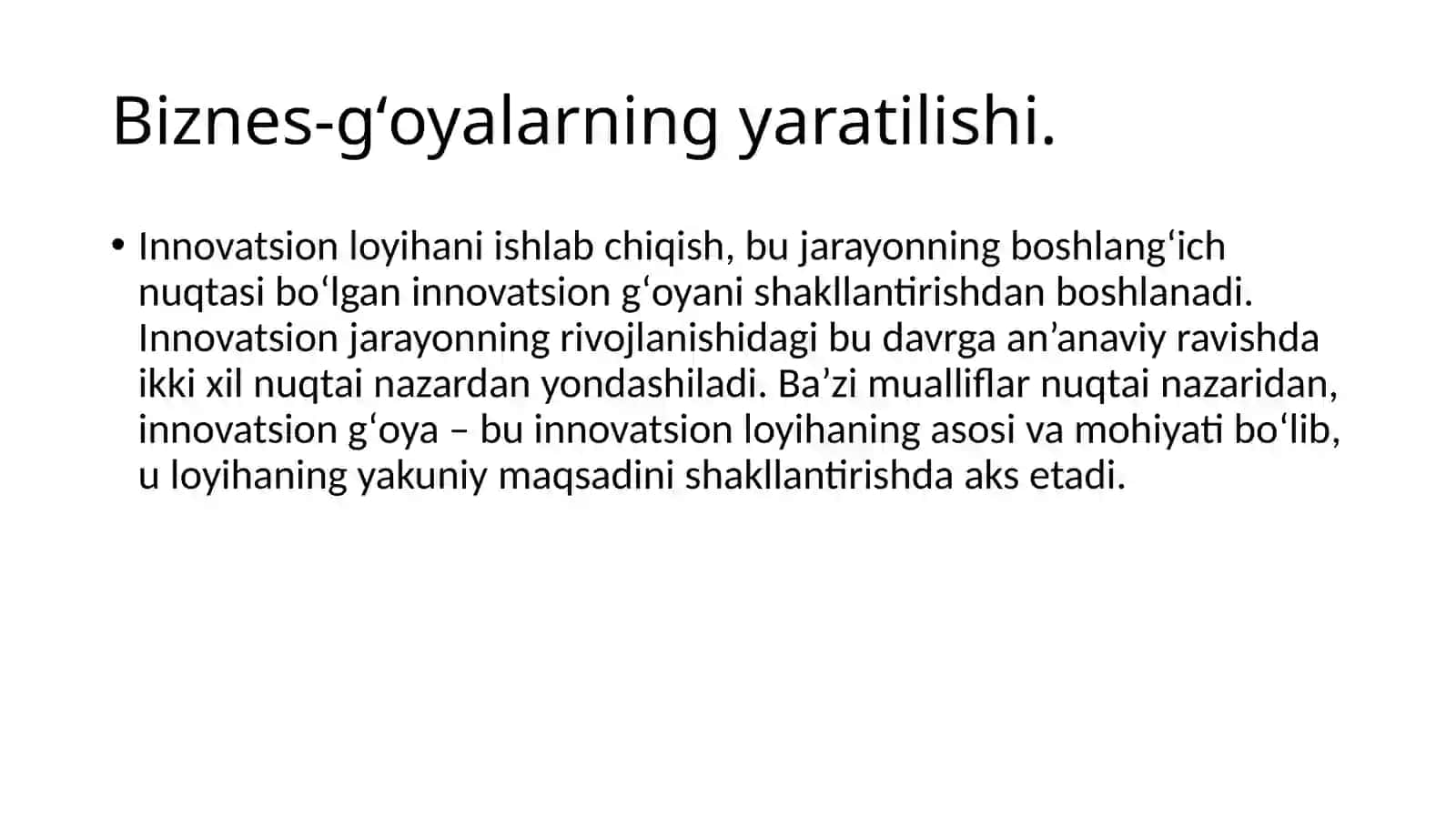 Biznes-g‘oyalar va innovatsion biznes 2