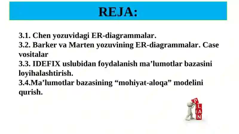 Ma’lumotlar bazasini infologik loyihalashtirish va ER diagrammalar 2
