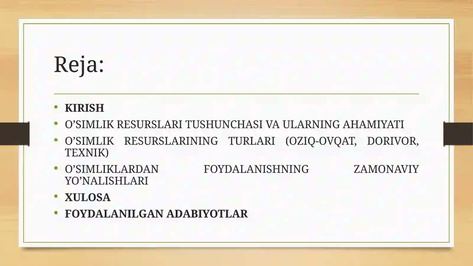 O’SIMLIK RESURSLARINI OʻRGANISH BOʻYICHA TAJRIBALARNI REJALASHTIRISH USULLARI 2