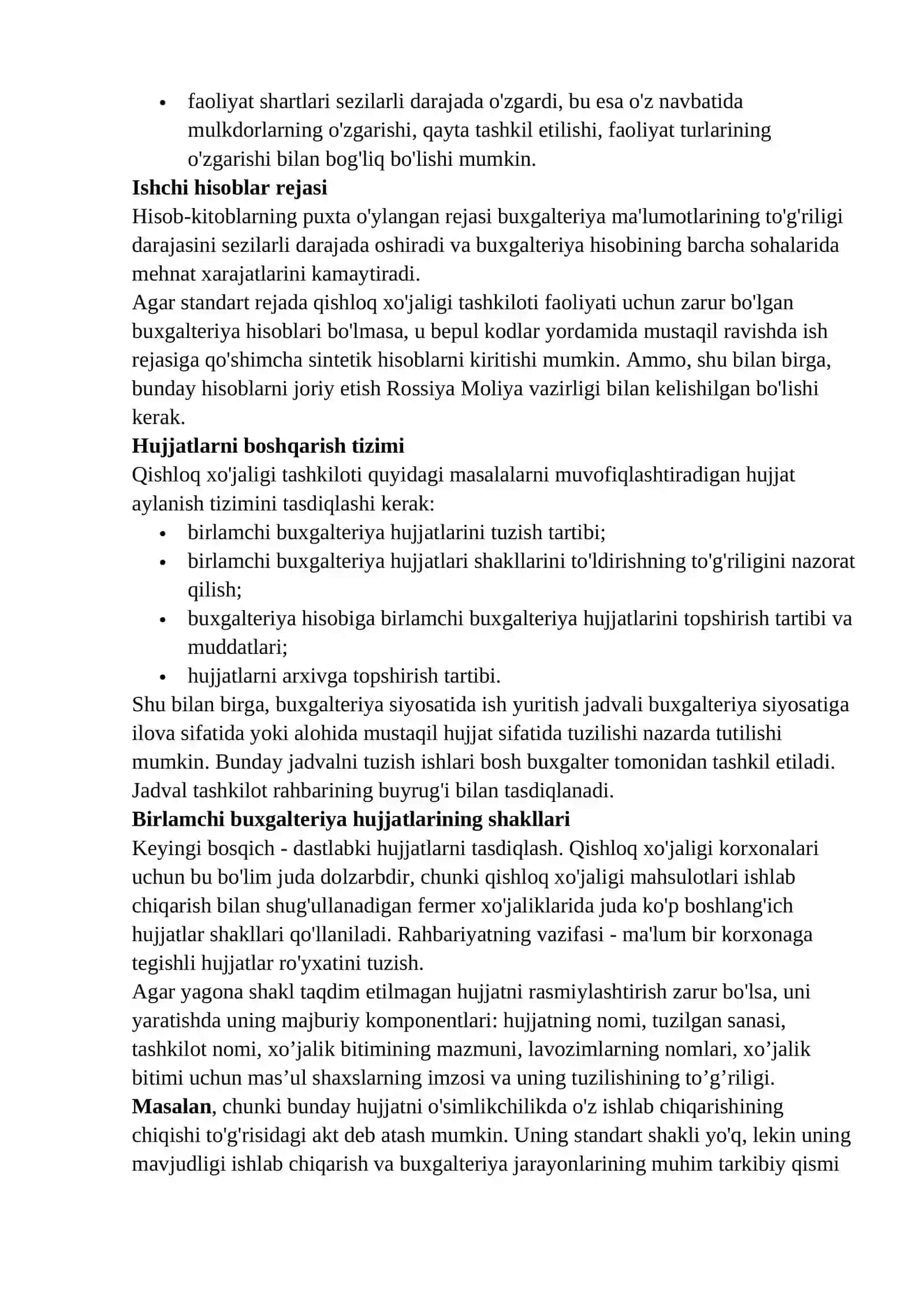 Qishloq xo‘jaligi korxonalarida xisob siyosati moliyaviy hisobotning turlari, tarkibi va uni taqdim etish muddatlari 2