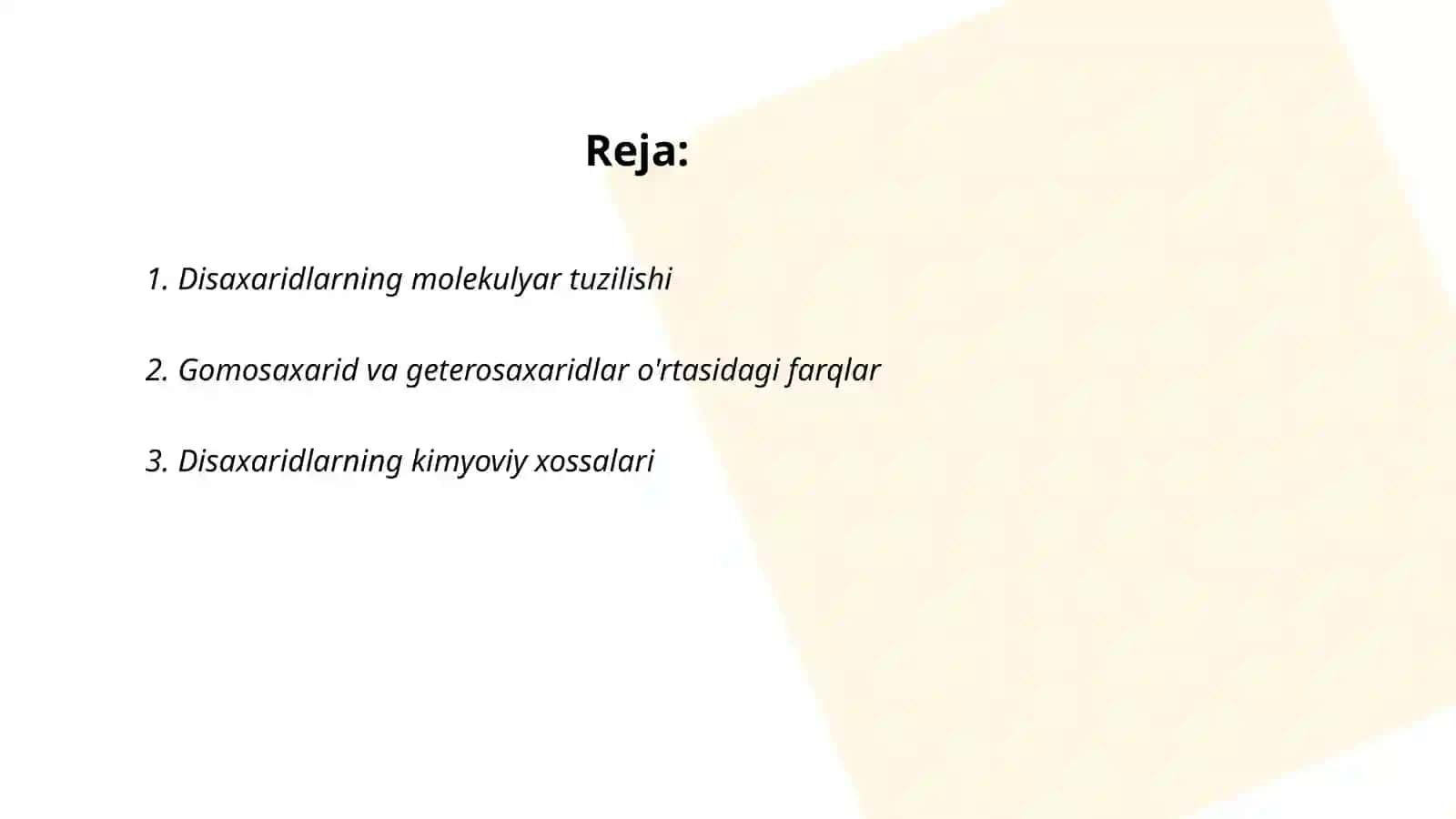 Disaxaridlarning molekulyar tuzilishi 2