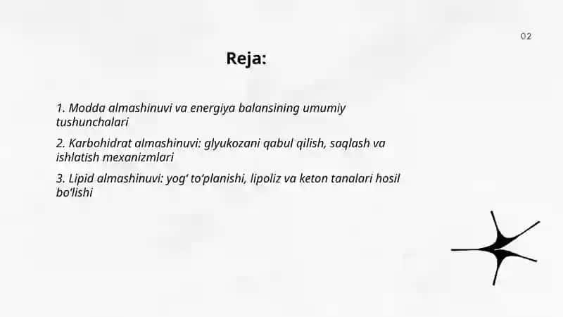 Moddalar va energiya almashinuvini oʻrganish 2