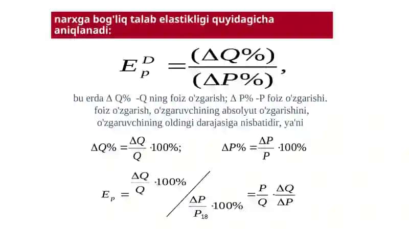 Talab va taklif elastikligi 2