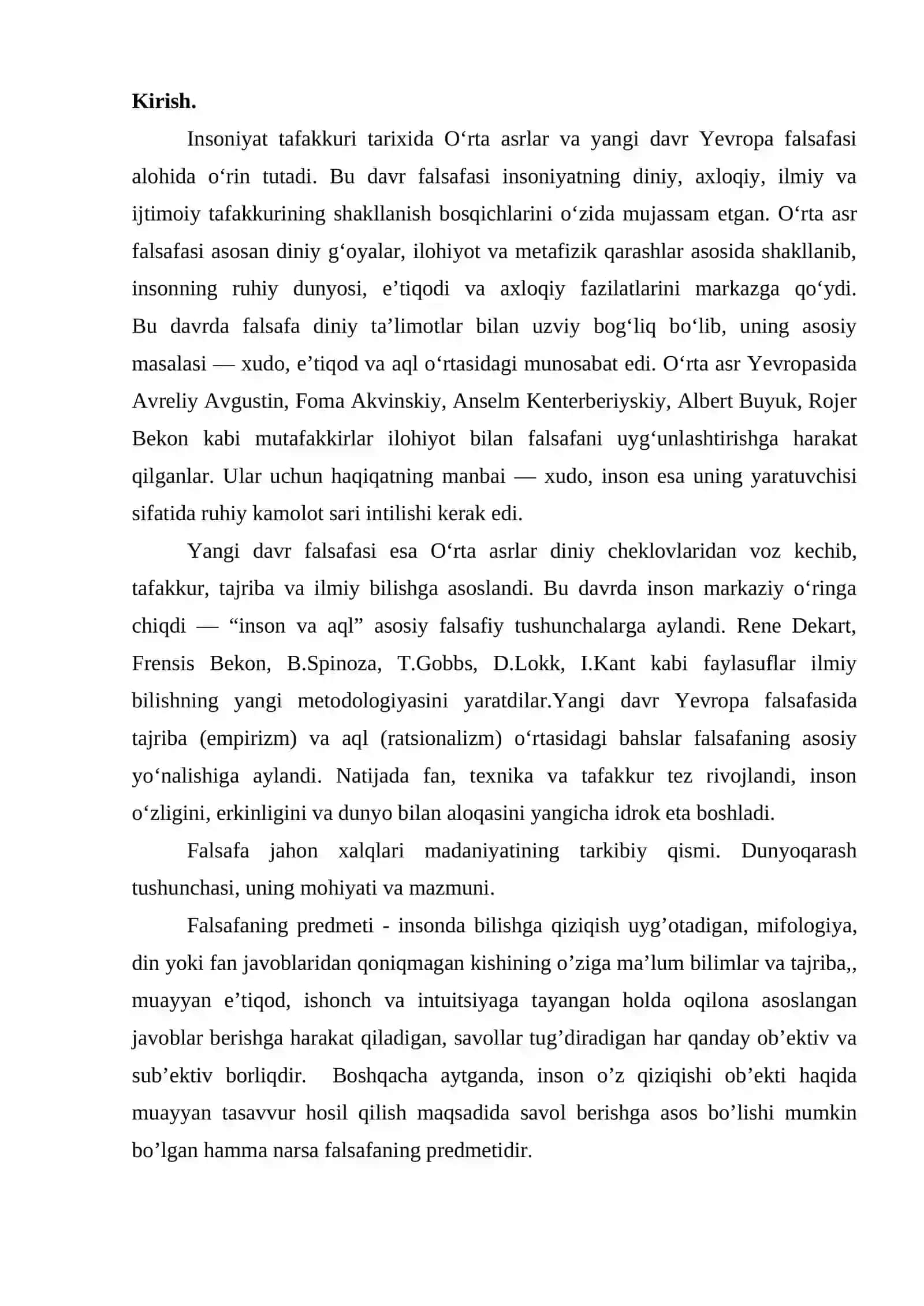 O’rta asrlar va yangi davr Yevropa falsafasi 2