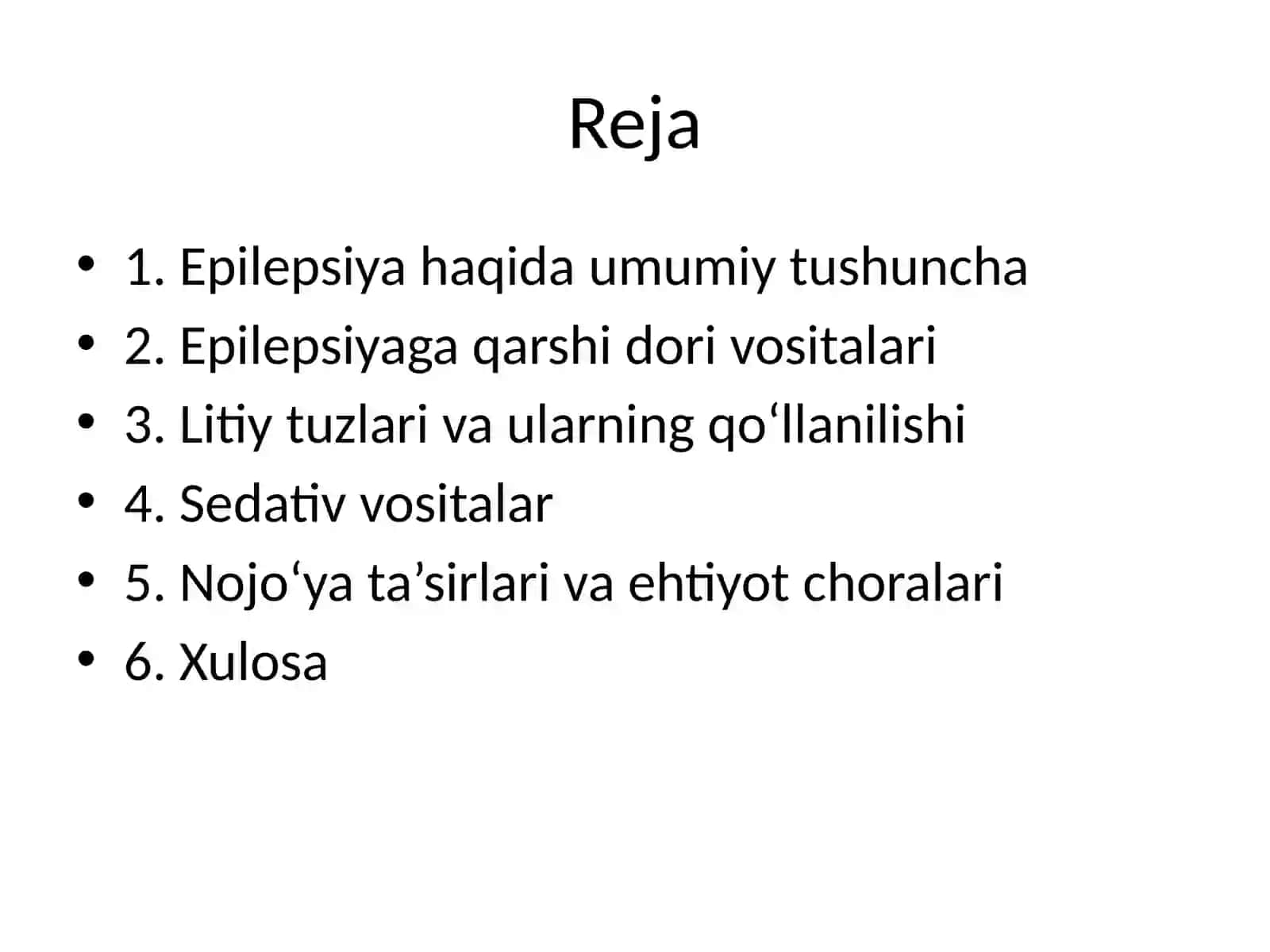 Epilepsiyaga qarshi dori vositalari, Litiy tuzlari va Sedativ vositalar 2