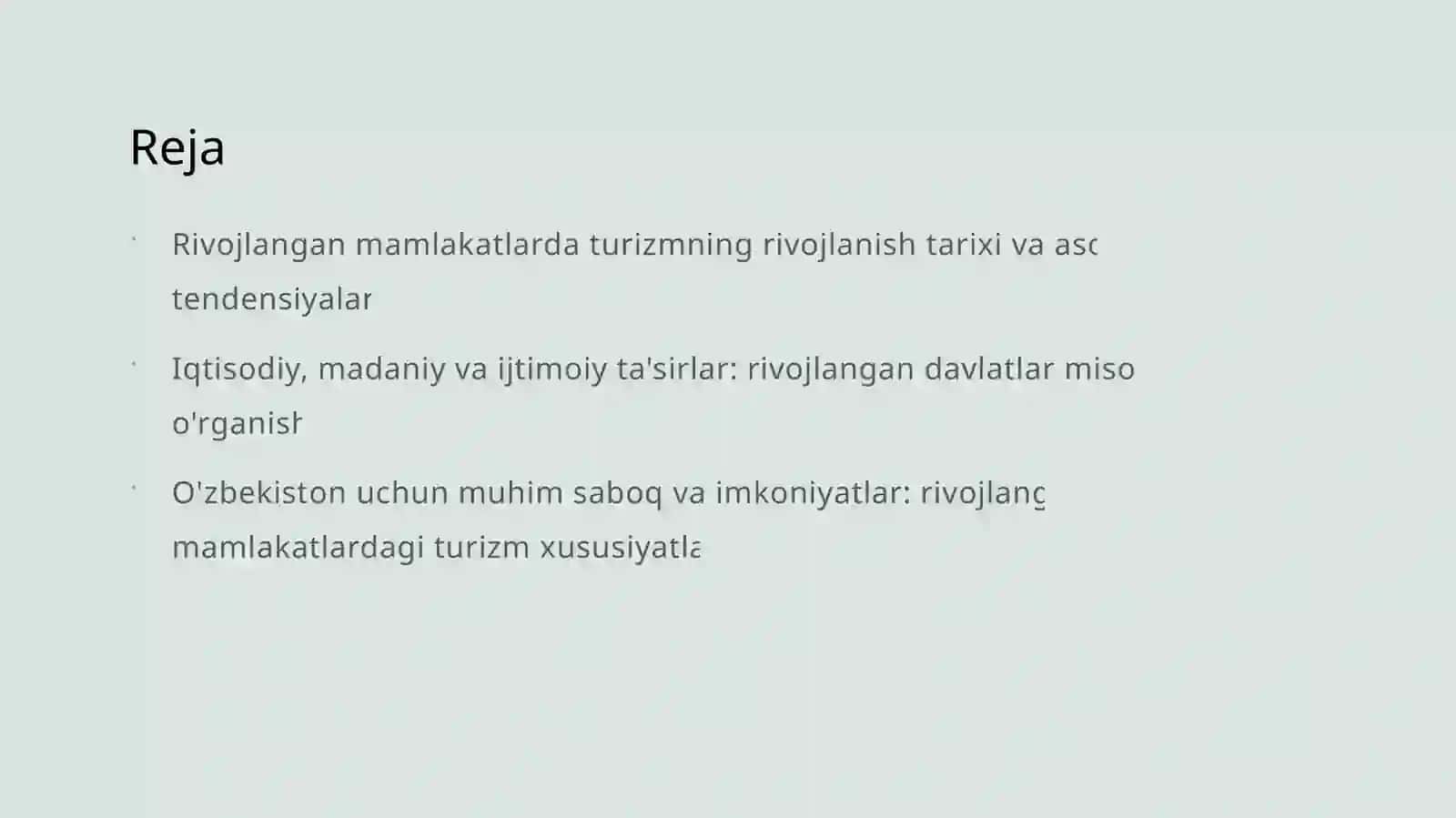 Rivojlangan davlatlarda turizmning rivojlanishi va xususiyatlari 2