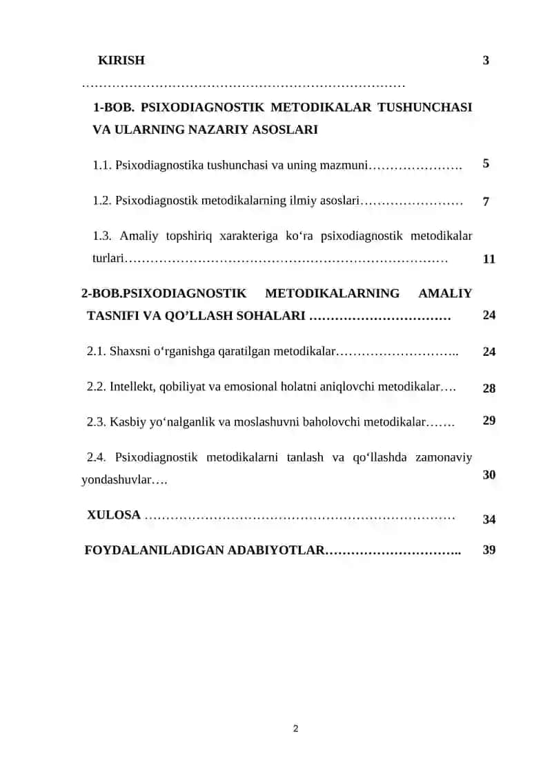 Mavzu: Amaliy topshiriq xarakteriga ko’ra psixodiagnostik metodikalar klassifikatsiyasi 2