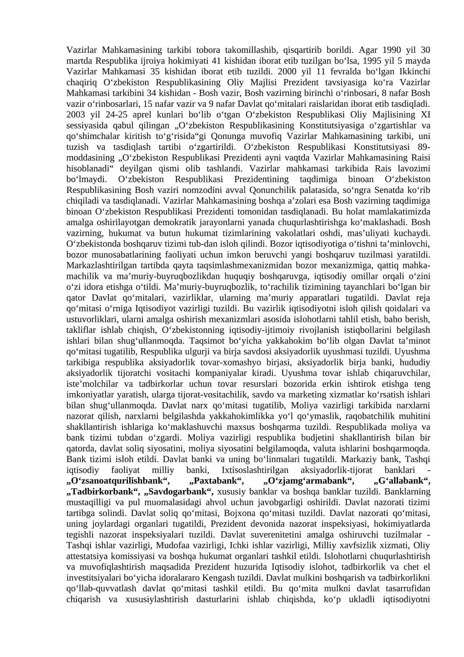 MAVZU. O‘ZBEKISTONDA DEMOKRATIK, FUQAROLIK JAMIYATI ASOSLARINING SHAKLLANISHI, AMALGA OSHIRILGAN SIYOSIY ISLOHOTLAR 2