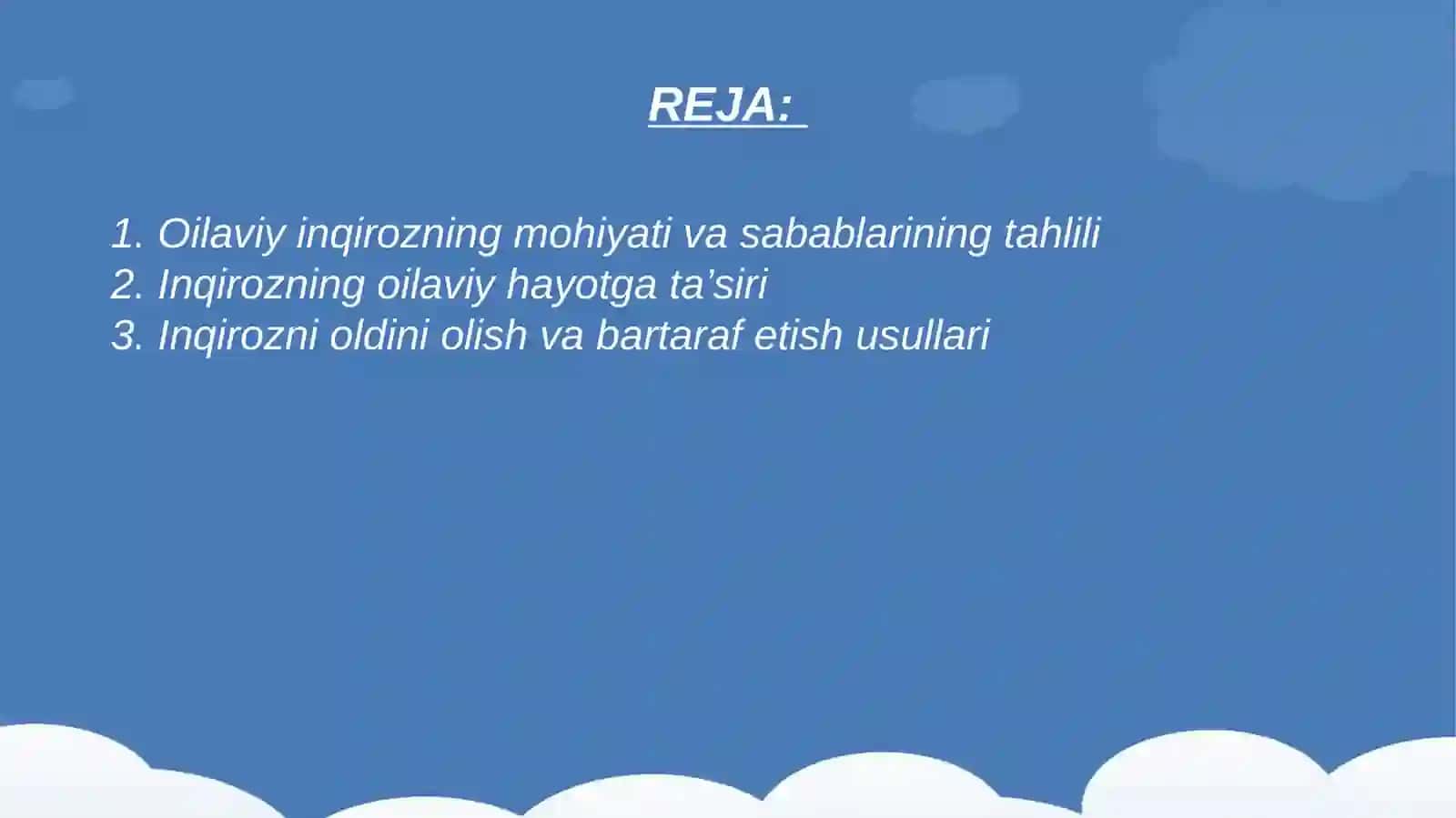 Oilaviy munosabatlar jarayonida yuzaga keladigan inqirozlar 2
