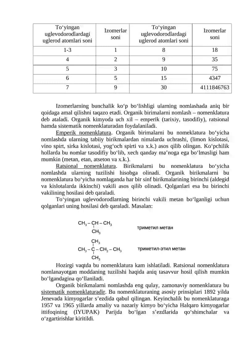 UGLEVODORODLAR (ALKANLAR, PARAFINLAR) 2