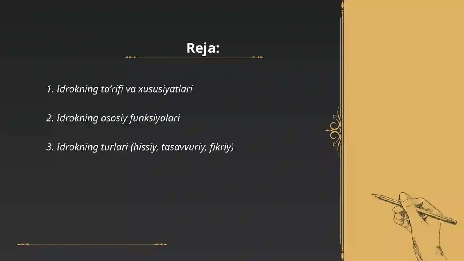 UMUMIY PSIXOLOGIYA FANIDAN TAYYORLAGAN TAQDIMOT 2
