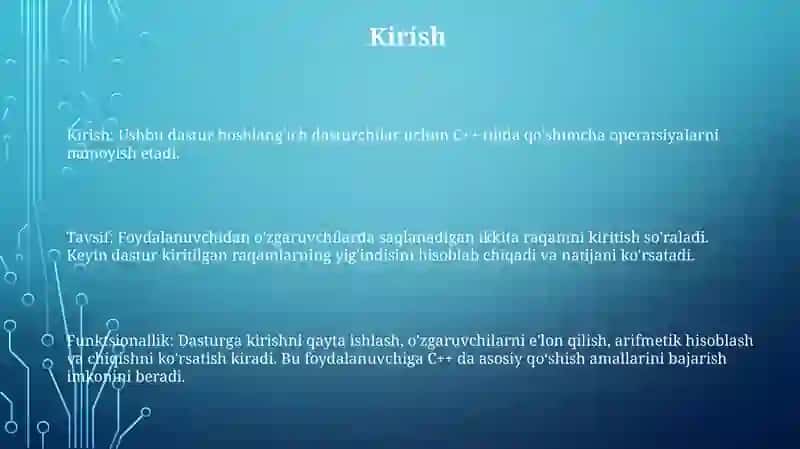 C++ Dasturlash Tilida Boshlang‘Ich Sinf O‘Quvchilari Uchun Qo‘Shish Amalini O‘Rgatuvchi Dastur 2