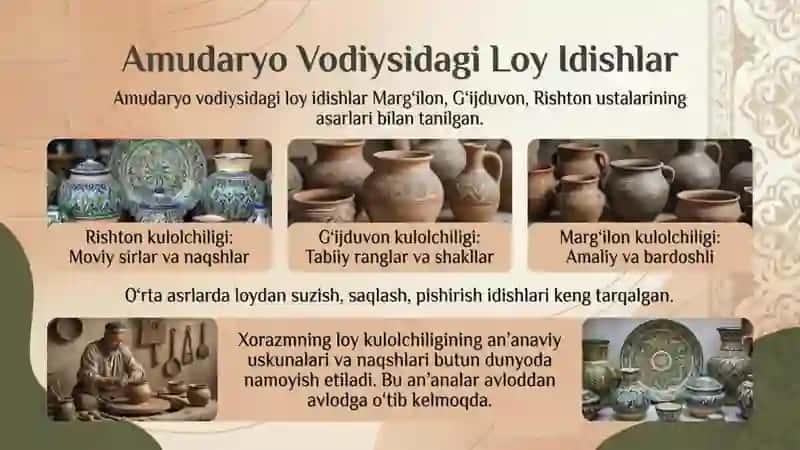 Loydan buyumlar yasash insonning eng qadimgi hunarmandchiligidir.Loydan buyumlar yasash 2