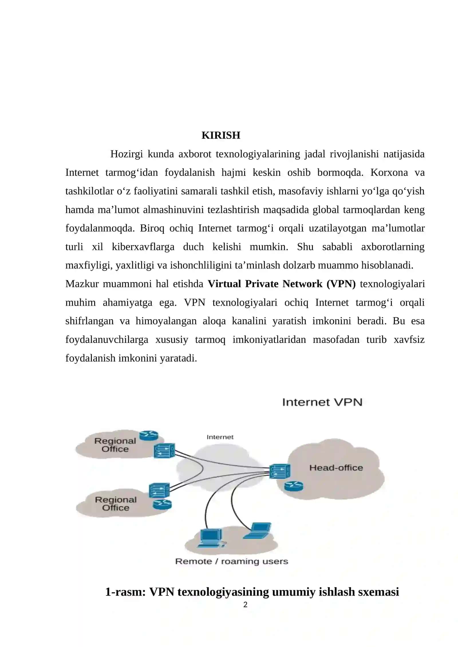 HIMOYALANGAN XUSUSIY TARMOQLAR (VPN) TEXNOLOGIYALARINING ISHLASH PRINSIPI VA AMALIY QO‘LLANILISHI 2