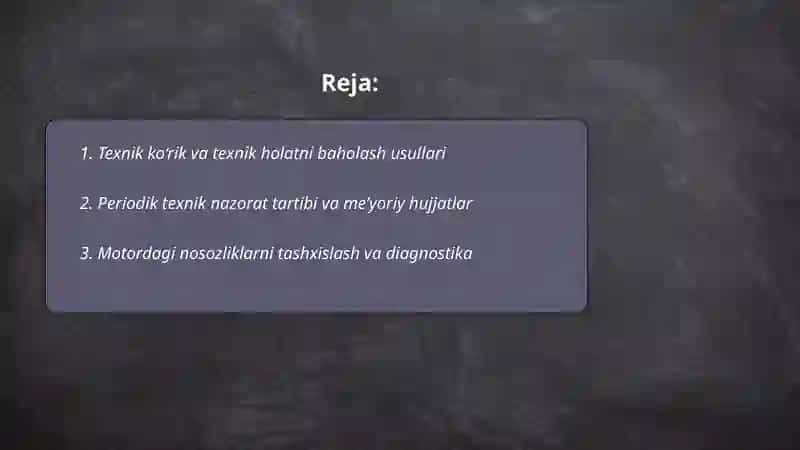 Transport vositalarining texnik holatini nazorat qilish 2