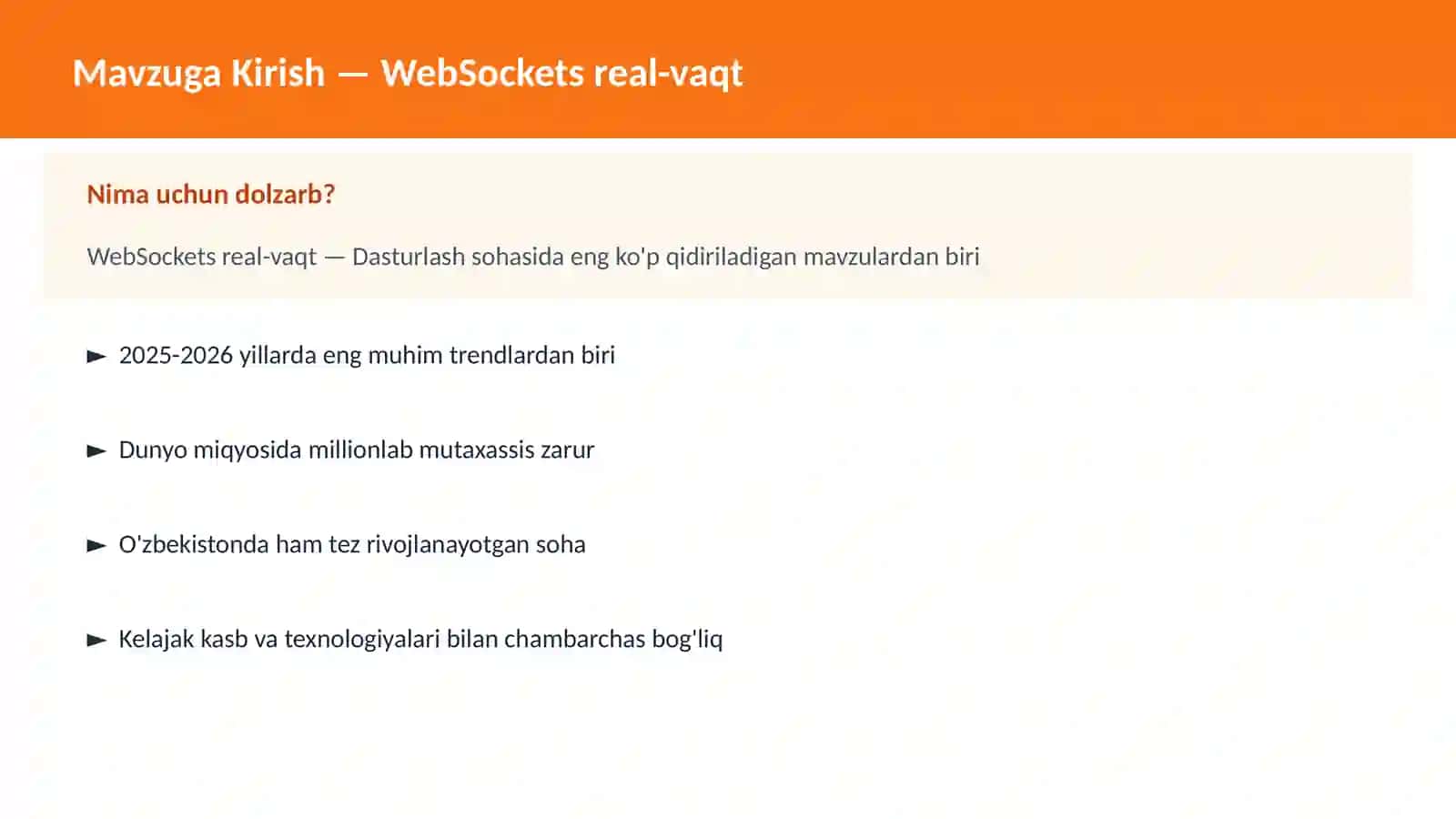 WebSockets real-vaqt 2