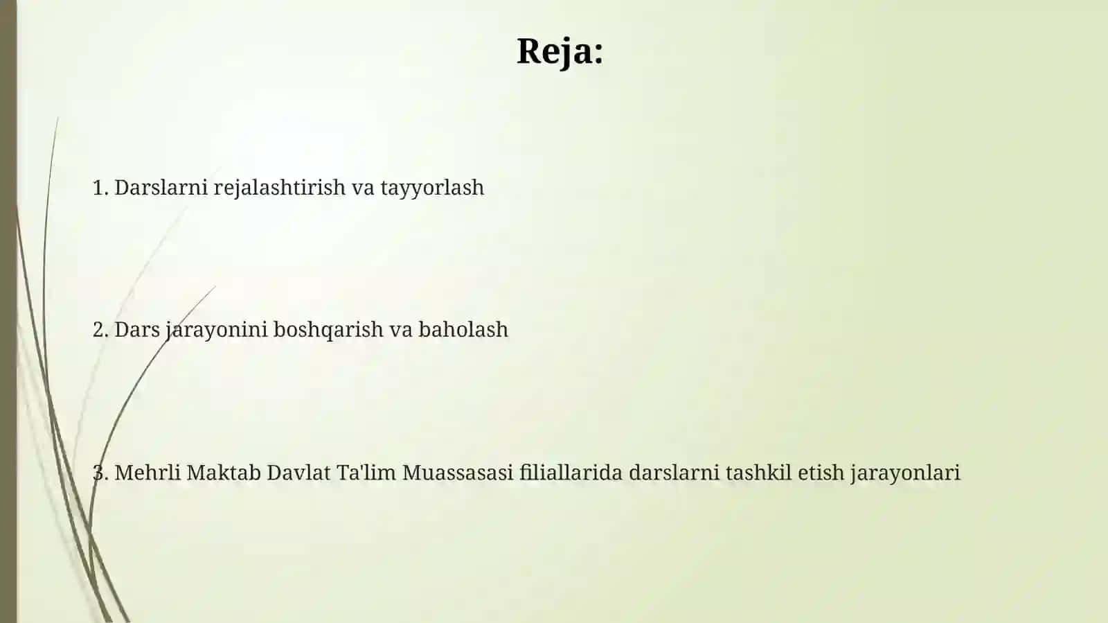 Mehrli maktab darslarni tashkil etish 2