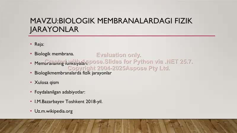 Biologik membranalardagi fizik jarayonlar 2