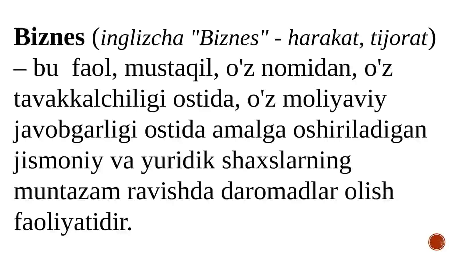 BIZNES SUB’YEKTI VA UNING STRUKTURASI hamda biznes yuritishda siyosiy-huquqiy va iqtisodiy omillar 2