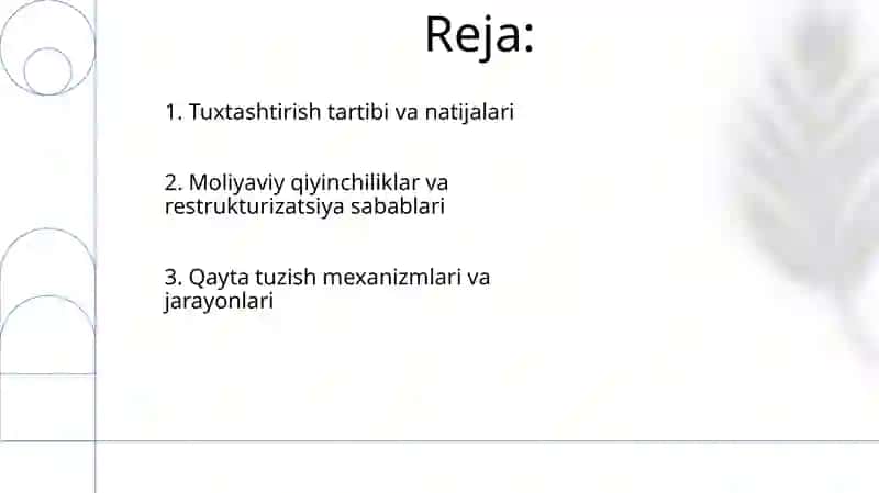 Tuxtashtirish tartibi va natijalari 2