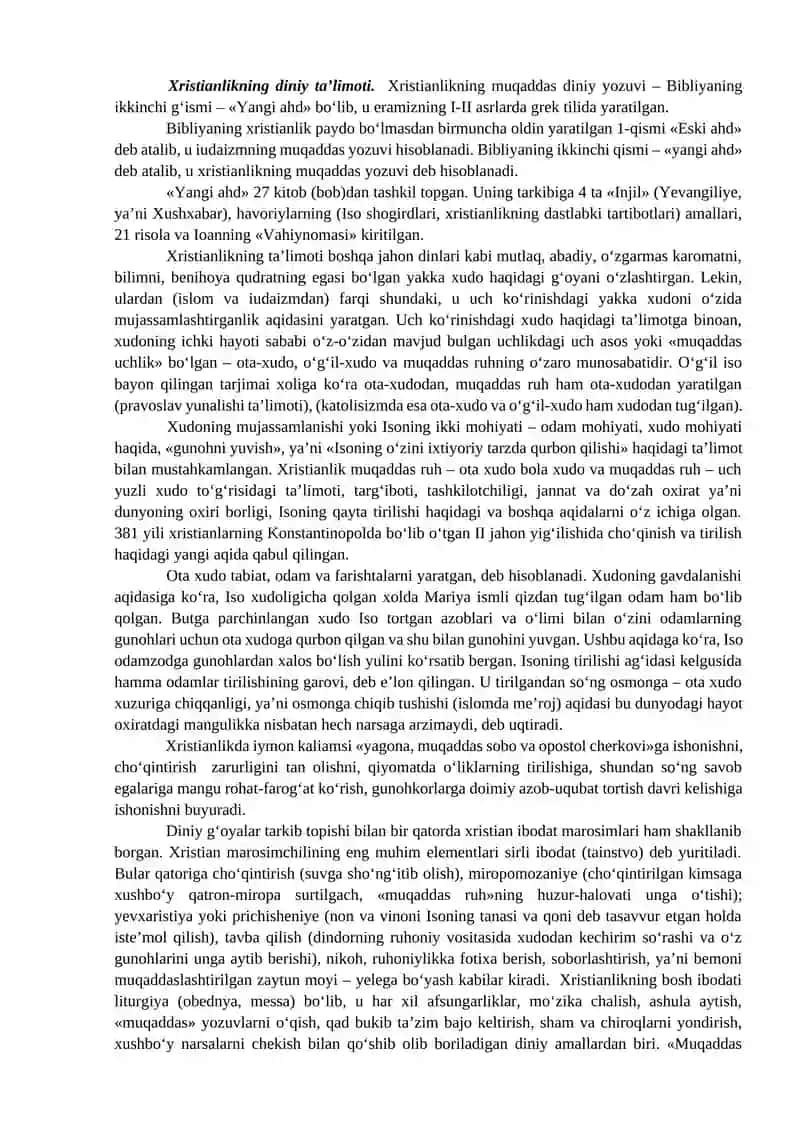 XRISTIAN DINI TARIXI VA ASOSIY G‘OYALARI 2