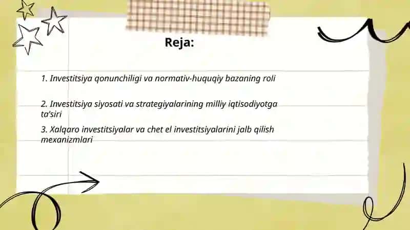 Investitsiya faoliyatini tartibga solishning ahamiyati 2