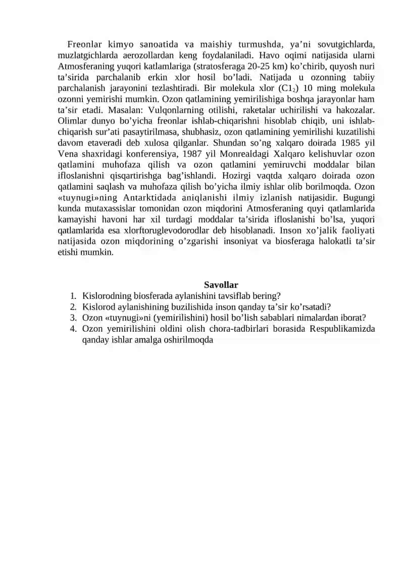 Kislоrоdning biоsferadа аylаnishi 2