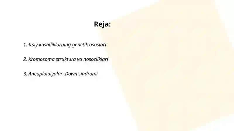 Irsiy kasalliklar: xromosoma va gen kasalliklari by Rahmatullayev Habibullo 2
