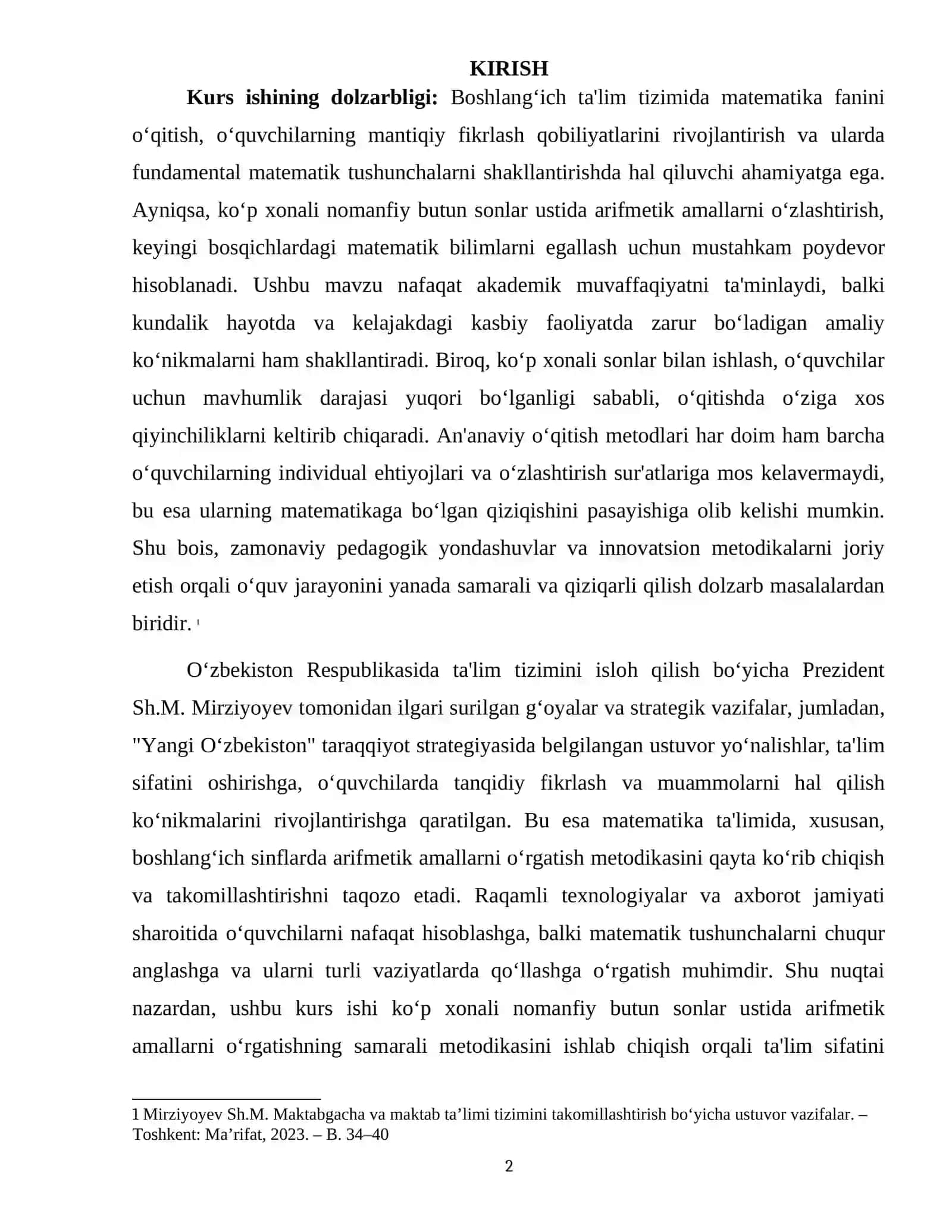 KO'P XONALI NOMANFIY BUTUN SONLAR USTIDA ARIFMETIK AMALLARNI O'RGATISH METODIKASI 2