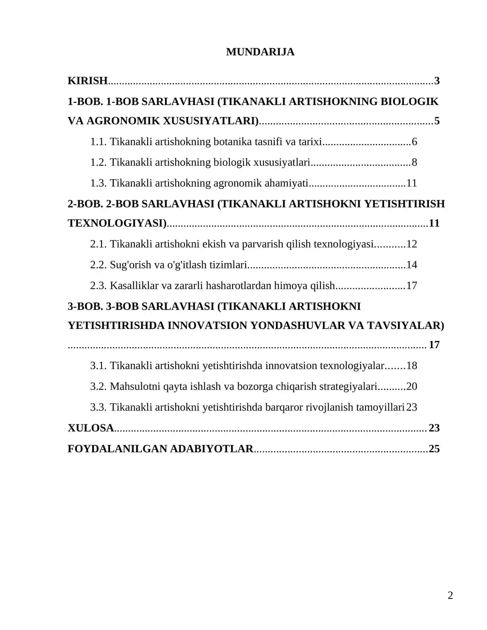 Tikanakli artishok (Cynara scylomus L)ni yetishtirish texnalogyasi 2