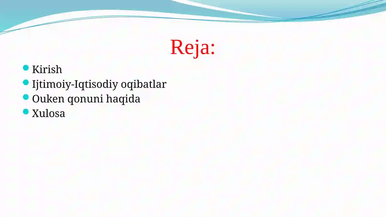 “Ishsizlikning ijtimoiy-iqtisodiy oqibatlari va Ouken qonuni” 2