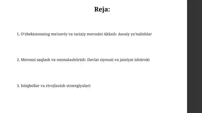 O'zbekistonning manaviy va tarixiy merosini tiklash 2