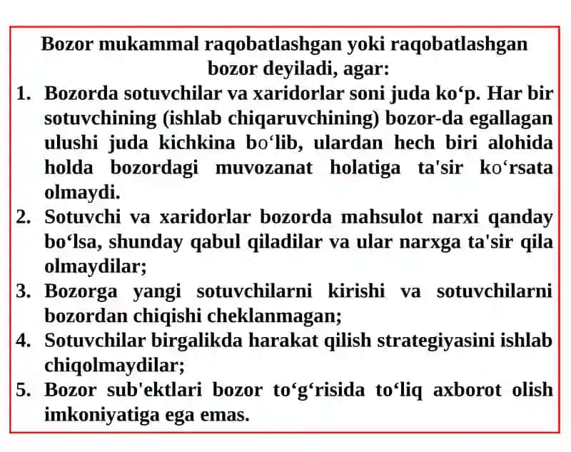 Raqobatlashgan bozorda va uning taklifi 2