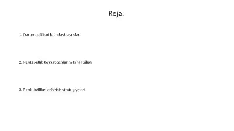 Tadbirkorlik faoliyatining rentabelligini aniqlash 2