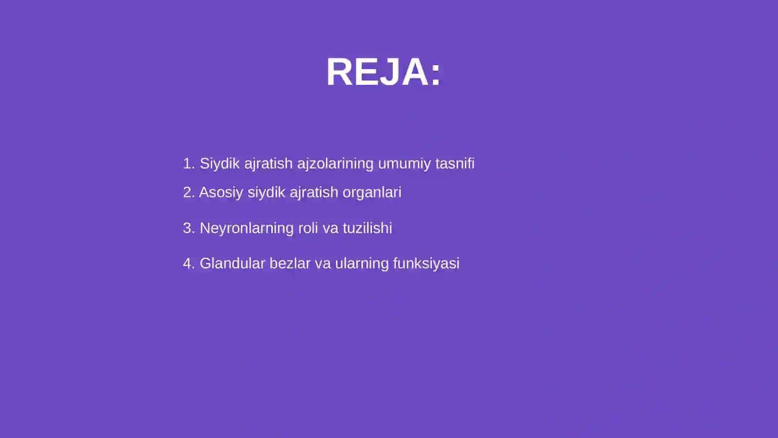 Siydik ajratish aʼzolarining umumiy tasnifi 2
