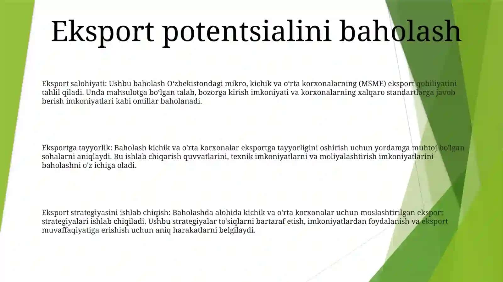 Xususiy Tadbirkorlik Sub'EktlariningEksportSalohiyati 2