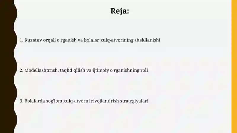 Kuzatuv orqali o'rganish va bolalar xulq-atvorini shakllantirish 2