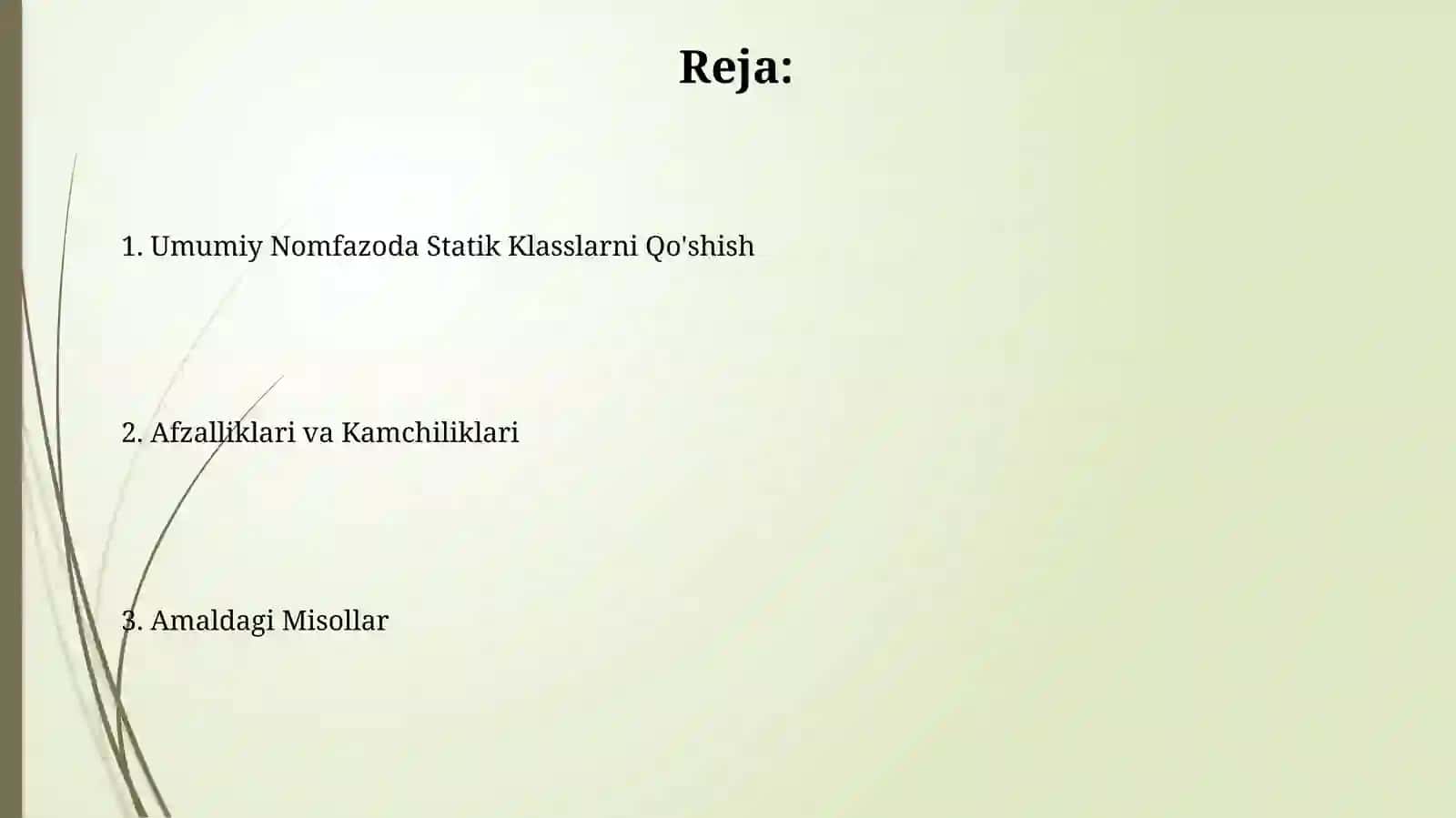 Umumiy Nomfazoda Statik Klasslarni Qo'shish 2