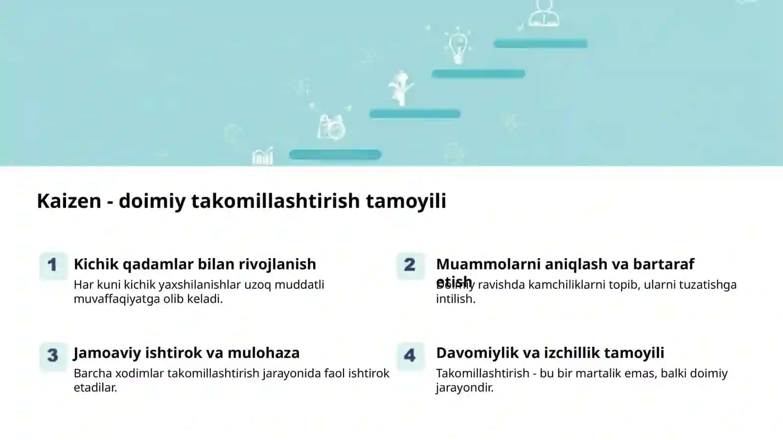 Yaponiya Menejment Madaniyati: Samaradorlik Kaliti 2