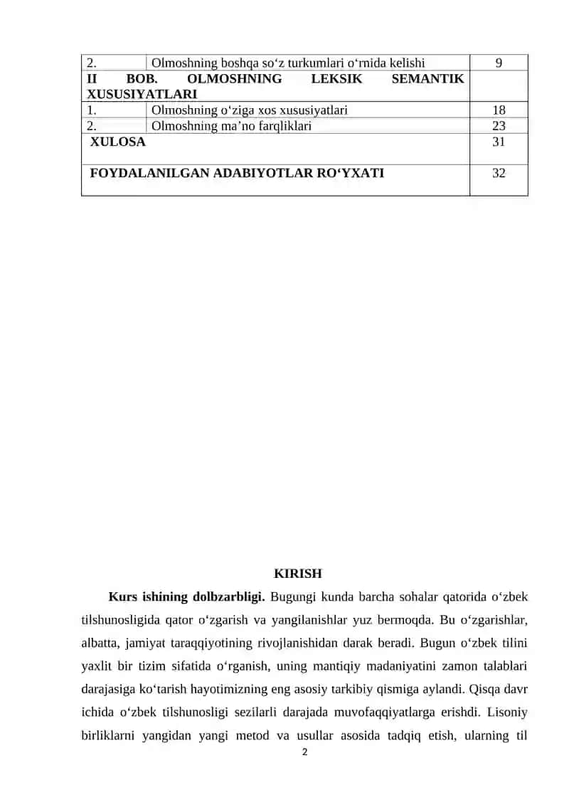 Olmosh va uning ma’noviy guruhlarini o‘qitish metodikasi 2