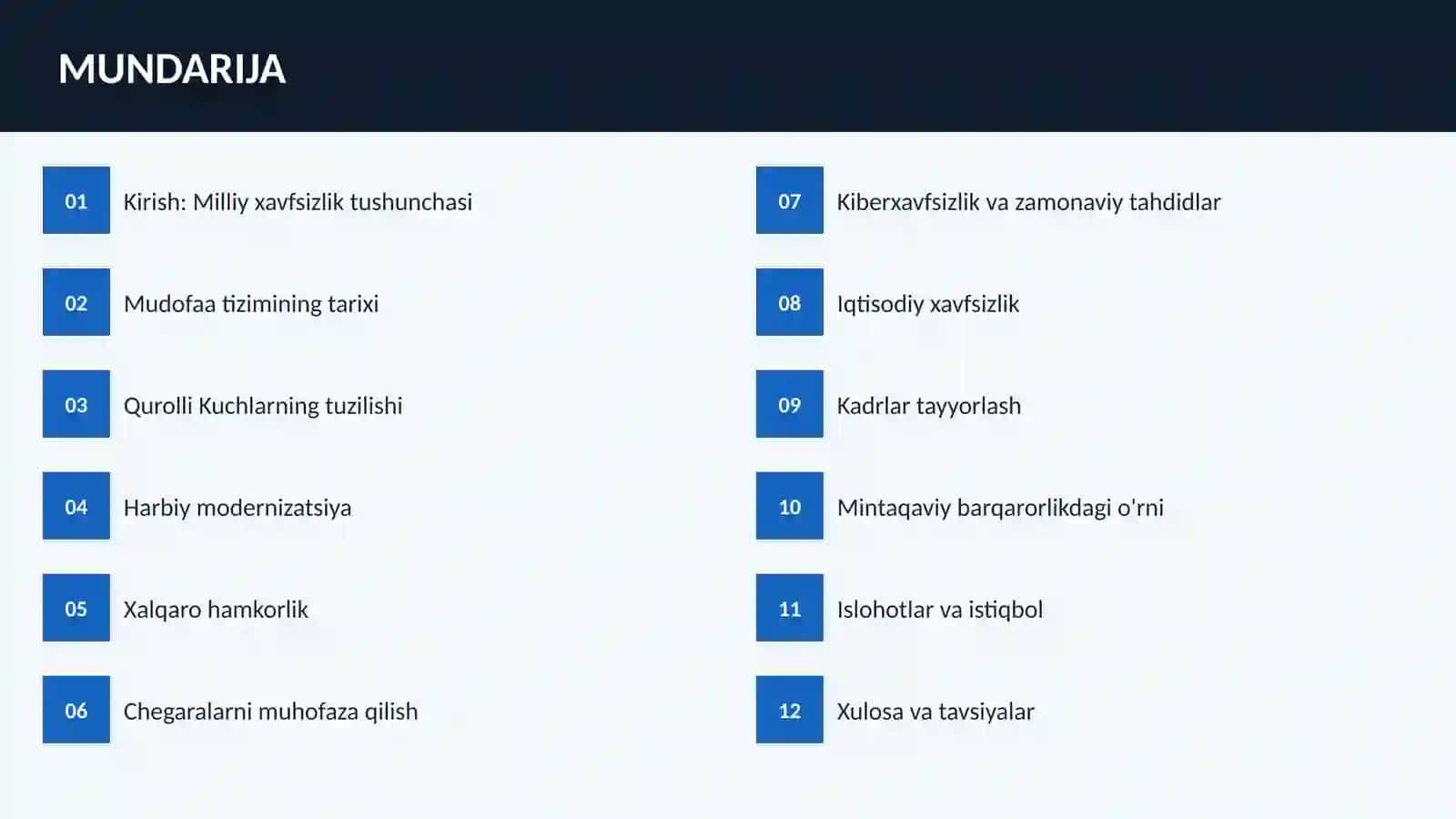 O'ZBEKISTON MUDOFAA TIZIMI TARAQQIYOTI VA MAMLAKAT XAVFSIZLIGINI MUSTAHKAMLASHDAGI AHAMIYATI 2
