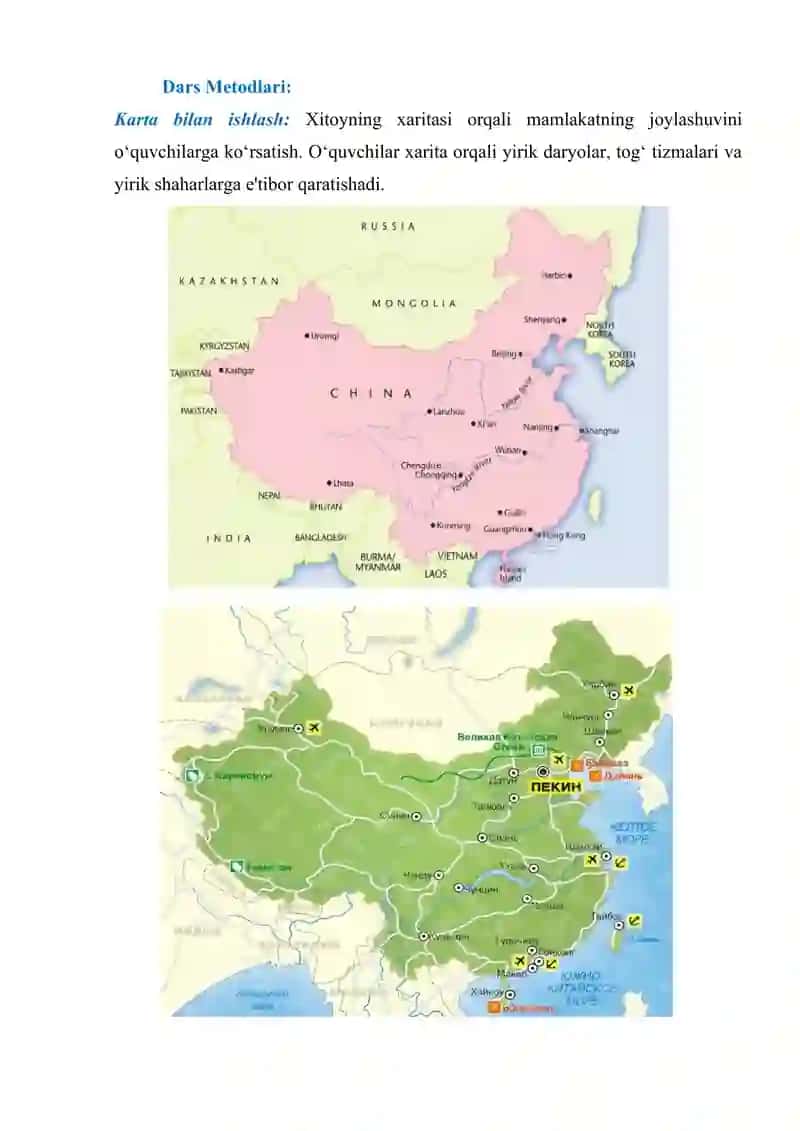 DARS MAVZUSI: XITOYNING GEOGRAFIYASI VA TABIY RESURSLARI 2