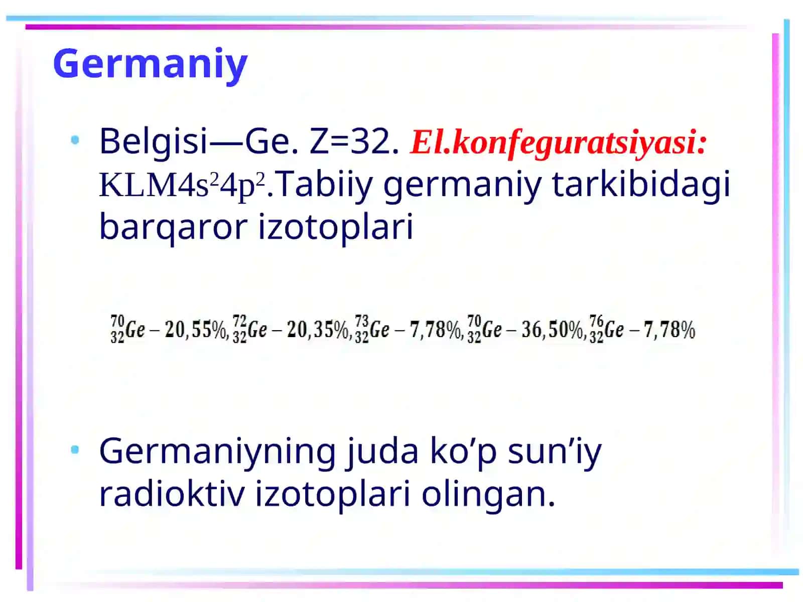 To’rtinchi guruhning p-elementlari 2