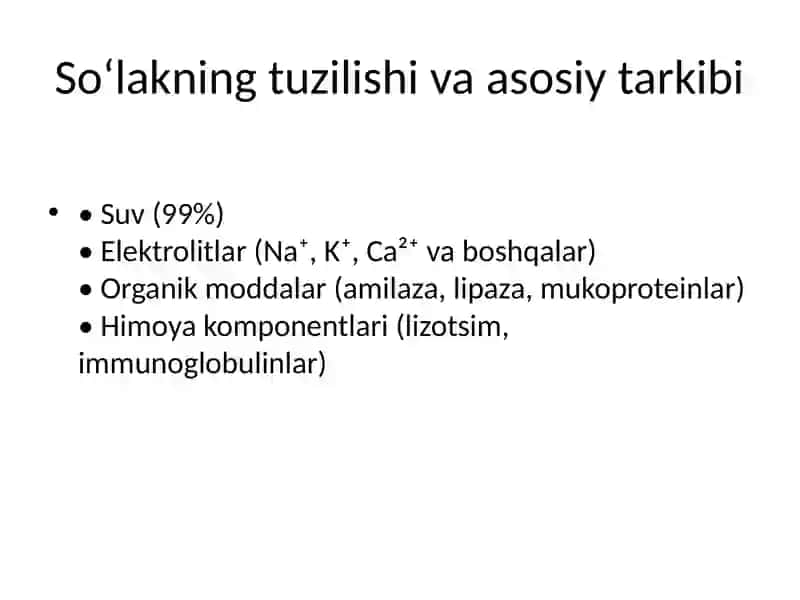 Soʻlakning meyorida va tish qattiq toʻqimasi patologiyasidagi ahamiyati 2