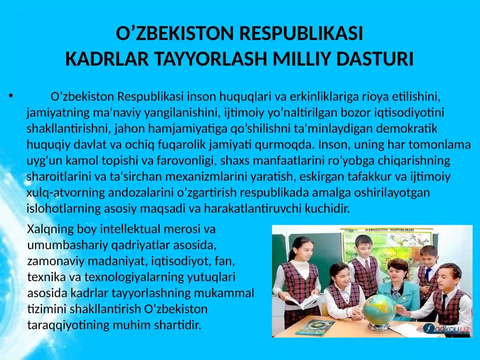 O’ZBEKISTON RESPUBLIKASI KADRLAR TAYYORLASH MILLIY DASTURI 2