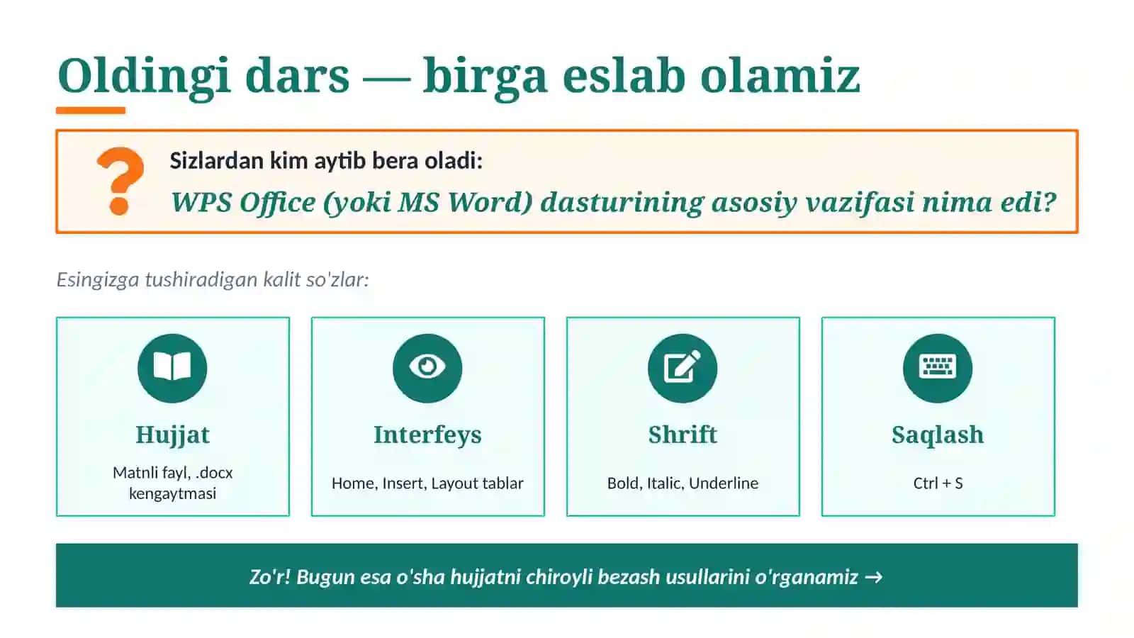 Microsoft Wordda matinlarni tekislash, ro'yhatlar va ramkalar. 2