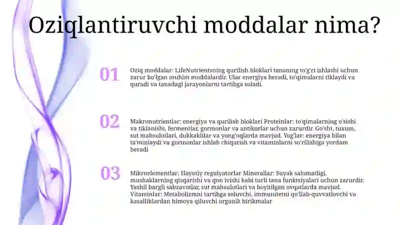 Oziq moddalar: LifeNutrientsning qurilish bloklari 2