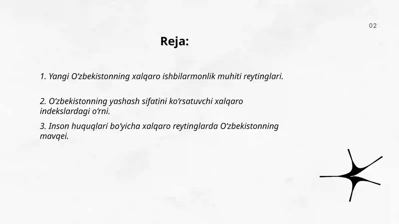 Yangi O‘zbekiston ijtimoiy-siyosiy, iqtisodiy va madaniy hayotida roʻy berayotgan oʻzgarishlarning xalqaro reyting va indekslarda aks etishi 2
